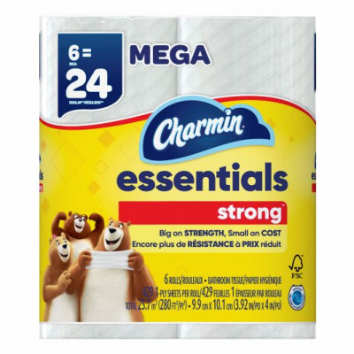 Essentials Strong Toilet Paper, 429 Sheets Per Mega Roll, 6-Rolls (3 pieces)