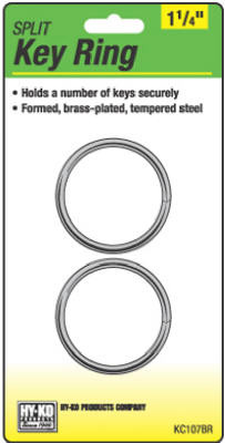 Split Key Ring, Brass-Plated, 1-1/4-In., 2-Pk. (5 pieces)