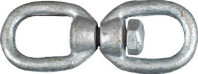 Open Connecting Link, Round Swivel Eye, Galvanized, 1/4 In.