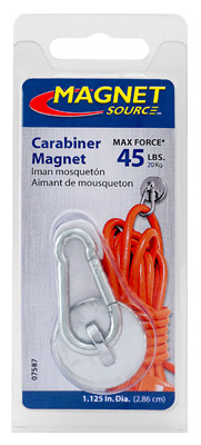 Neodymium Magnet with Carabineer Hook, 45-Lb. Pull