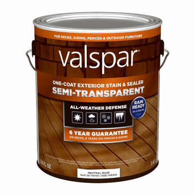 One-Coat Semi-Transparent Stain & Sealer, Neutral Base, 1 Gallon