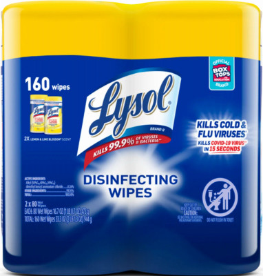 Disenfecting Wipes, Lemon/Lime Scent, 160 Total Ct.