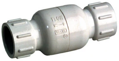 PVC Check Valve, Threaded, White, Schedule 40, 1 In.