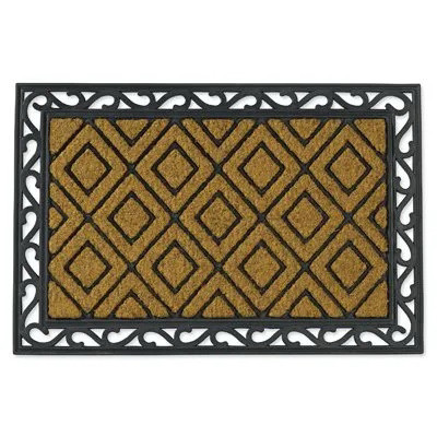 Coir & Rubber Door Mat, Diamond Pattern, 24 x 36 In.