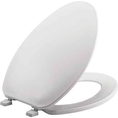 Toilet Seat, Elongated, White Plastic