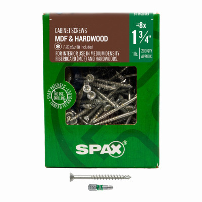 #8 x 1-3/4" Interior Trim Head Wood Screws  Cabinet MDF Hardwood Torx T-Star Plus (200 EA) 1 LB