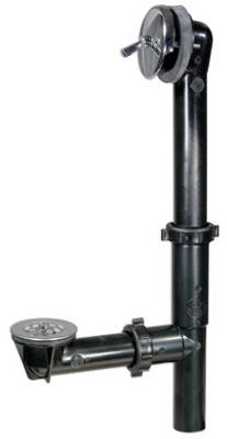 Tub Drain Assembly, Black Plastic, Chrome Finish