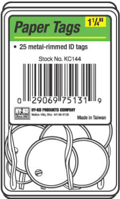 White Paper I.D. Tag, Split Ring, 1.25-In., 25-Pk.