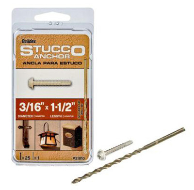Stucco Anchor, Round Head, 3/16 x 1-1/2 In., 25-Pk.