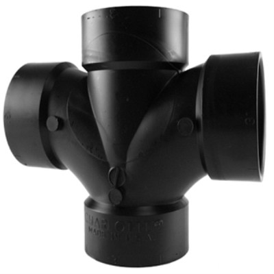 ABS/DWV Double Sanitary Tee, Hub x Hub x Hub, 1-1/2 In.