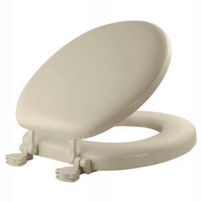 Cushioned Toilet Seat, Round, Easy-Clean & Change Hinge, STA-TITE Fasteners, Bone Color