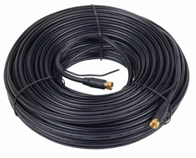 RG6U Coaxial Cable With "F" Connectors, Black, 100 Ft.