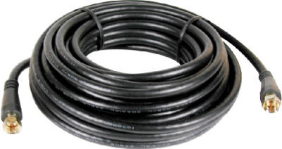 RG6 Coaxial Cable With "F" Connectors, Black, 25 Ft.