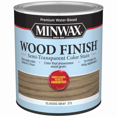 Wood Finish Stain, Water-Based, Semi-Transparent, Classic Gray, 1-Qt.