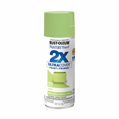 Painter's Touch 2X Spray Paint, Satin Green Apple, 12-oz.