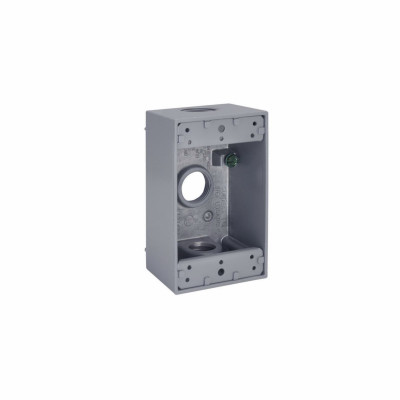 1-Gang Weatherproof Box, (3) 3/4 In. Threaded Outlets, Gray