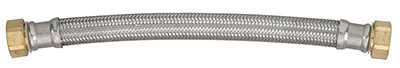 Water Heater Connector, Braided Stainless Steel, 3/4 FIP x 3/4 FIP x 15 In.