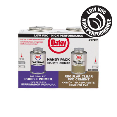 Handy Pack Pipe Cement Weld Kit, 4 oz. Purple Primer + 4 oz. Clear PVC Cement