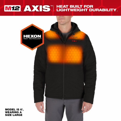 M12 Axis Heated Jacket, Poly, With Battery & Charger, Black, L