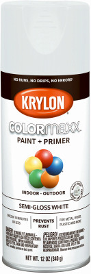 COLORmaxx Spray Paint + Primer, Semi-Gloss White, 12-oz.