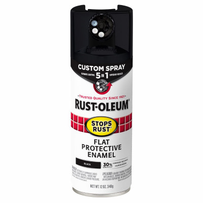Stops Rust Custom Spray 5-in-1 Spray Paint, Flat Black, 12 oz.