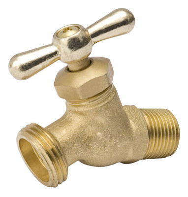 Hose Bibb, Straight, No-Kink, Brass, 3/4 MP x 3/4 In. Hose