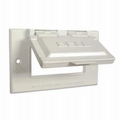 1-Gang Weatherproof Flip Cover, Horizontal, GFCI, White