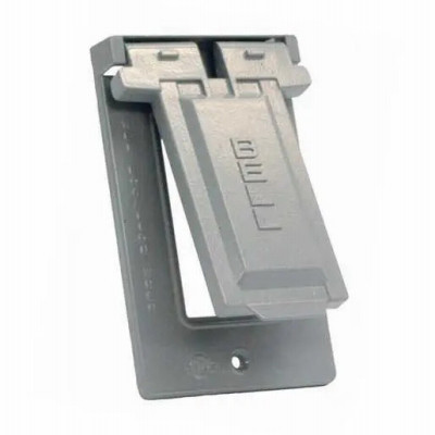 1-Gang Weatherproof Flip Cover, Vertical, GFCI, Gray