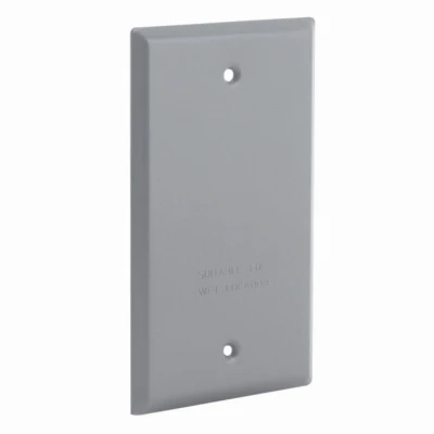 1-Gang Weatherproof Blank Cover, Vertical/Horizontal, Gray