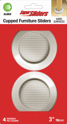 Super Sliders 3" Cupped Sliders Round Beige 4 pack.