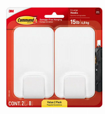 15 Lb. XL Utility Hooks, White, 2-Pk.