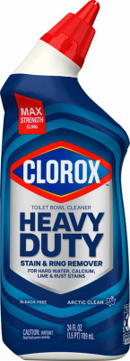 Clorox Toilet Bowl Cleaner Heavy Duty Stain and Ring Remover, Bleach Free, Arctic Clean, 24 Fluid Ounces