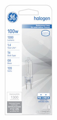 Quartz Halogen Light Bulb, G8 Base, 100 Watt (5 pieces)