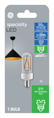 LED Light Bulb, Clear, Filament Design, 4 Watt, 500 Lumens