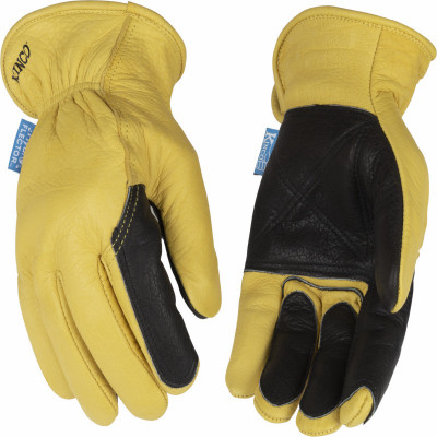 Hydroflector Premium-Grade Buffalo Driver Fencing Gloves, Water Resistant, Double Palm, Gold/Black, Men's M