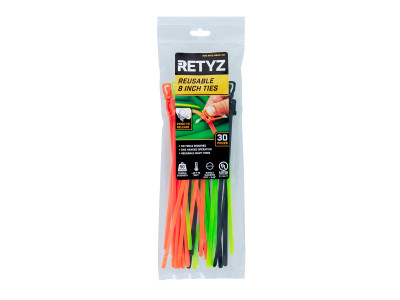 EveryTie Releasable/Reusable Cable Ties, Black & Orange, 8 In., 30-Pk.