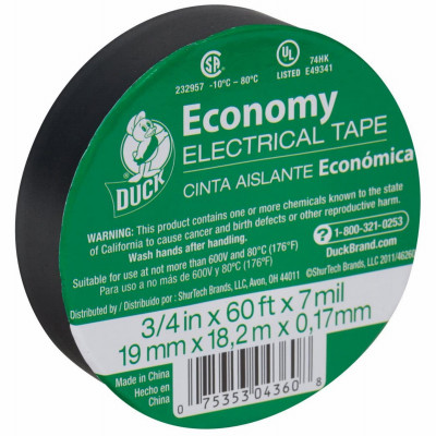 Electrical Tape, Vinyl, Flame Retardant, 0.75-Inch x 60-Ft.