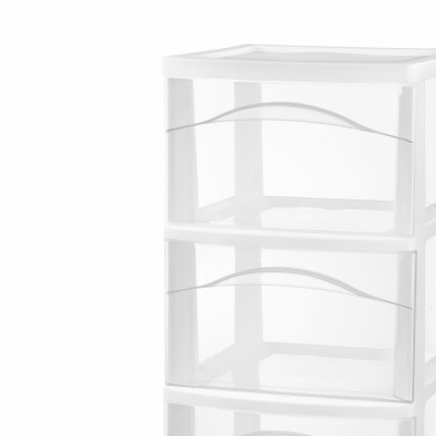 Storage Cart, White With 3 See-Thru Drawers (2 pieces)