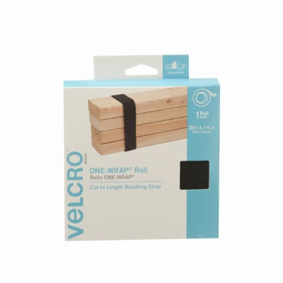 ONE-WRAP Fastening Roll, Black, 30 Ft. x 1.5 In.