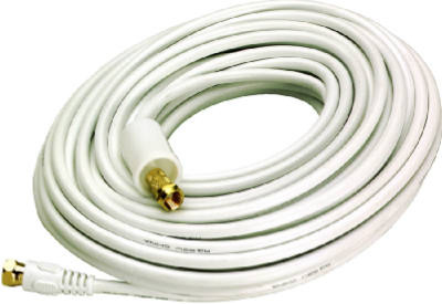 RG6 Coaxial Cable With "F" Connectors, White, 50 Ft.