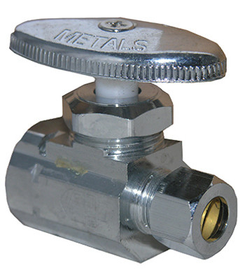 Straight Valve, Chrome 1/2 In. Female Pipe Thread Inlet x 3/8 In. O.D. Compression Outlet