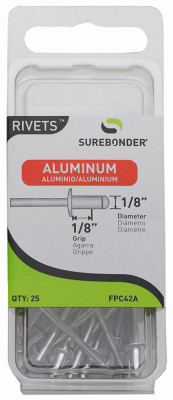 Aluminum Rivet, Short, 1/8-In. Dia., 25-Pk.