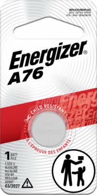 Miniature Alkaline Button Battery, A76, 1 Pack