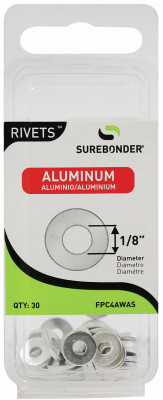Back-Up Plate for 3/16-In. Diameter Rivet, Aluminum, 30-Pk.