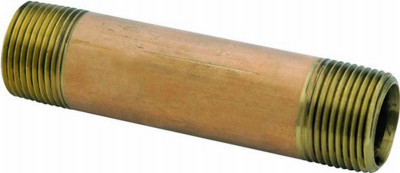 Red Brass Nipple, Lead Free, 1/2 x 1-1/2 In.