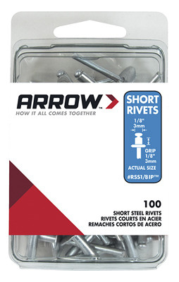 Rivets, Short, Steel, 1/8 x 1/8-In., 100-Ct.