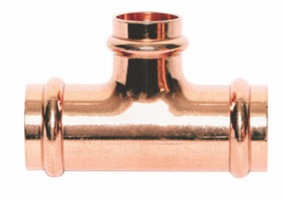 Copper Pipe Tee, 3/4 x 3/4 x 1/2 In. Press