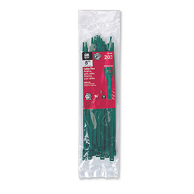 Cable Ties, Green, 8-In., 20-Pk.