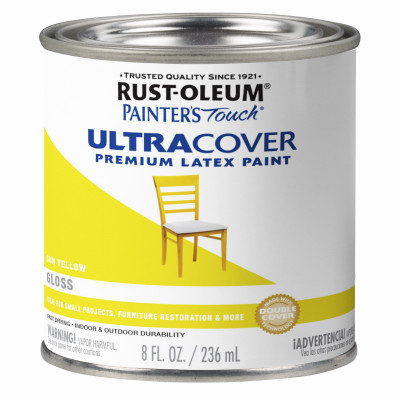 Painter's Touch Ultra Cover Latex Paint, Sun Yellow, 1/2-Pint