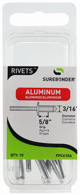 Aluminum Rivet, X-Long, 3/16-In. Dia., 10-Pk.